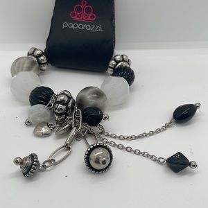 Paparazzi Charm Bracelet. Black/Silver/White